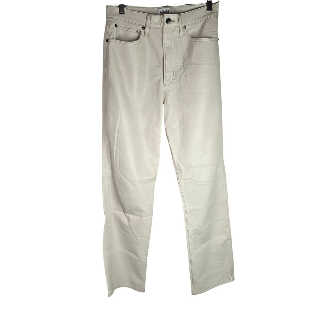 AGOLDE Leather 90s Pinch Waist Pants Cream Off White A184-1285 Womens‎ 27